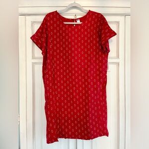 Old Navy Red Diamond-Print Midi Shift Dress